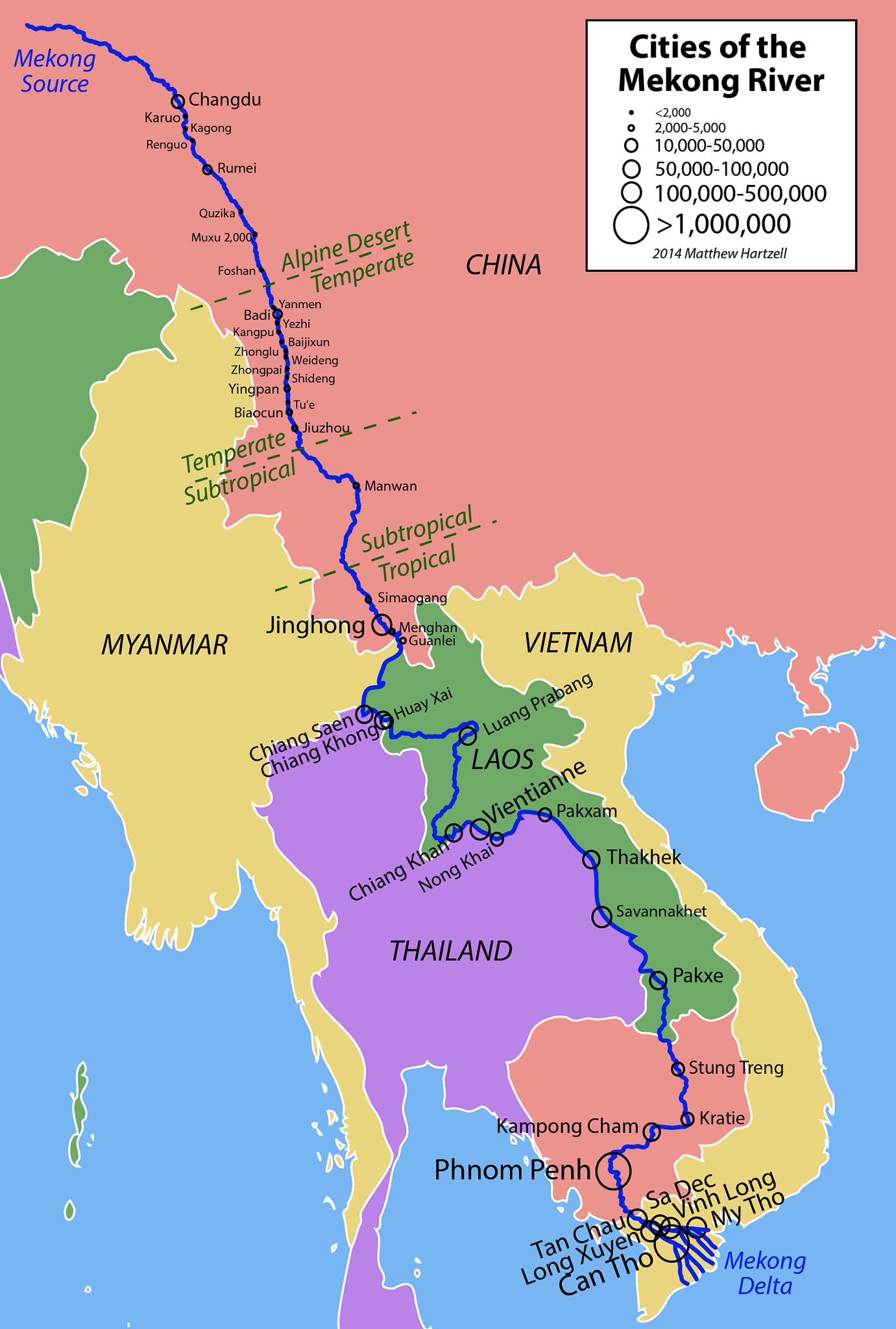 sông mekong chảy qua bao nhiêu nước