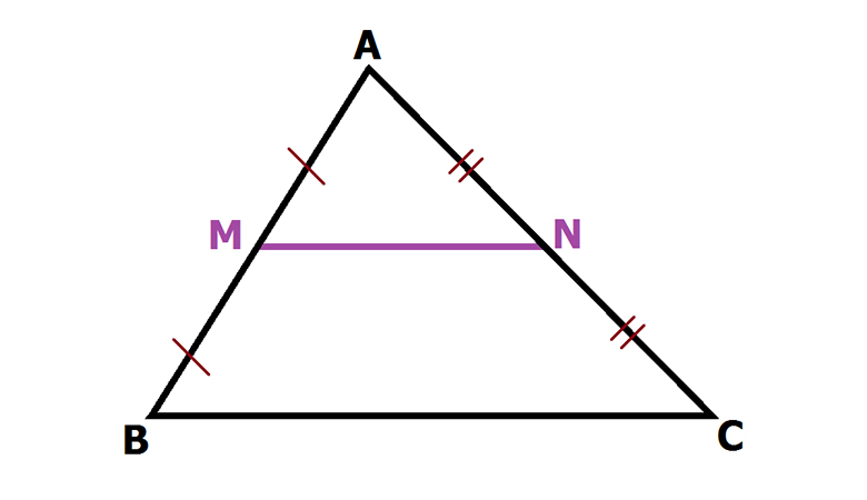 Đường tầm là đoạn trực tiếp nối nhì trung điểm của nhì cạnh vô một tam giác