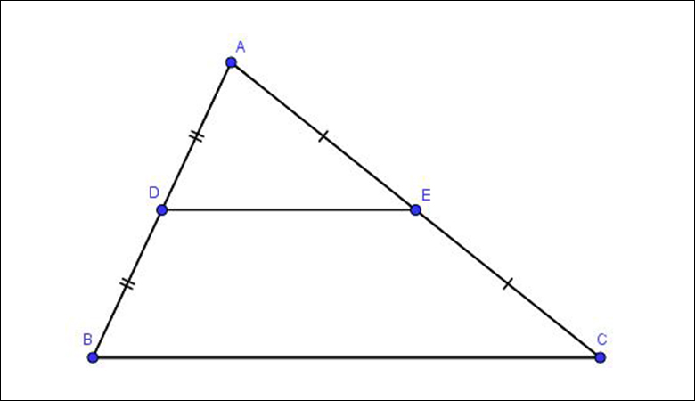 Đường trung bình song song với cạnh còn lại trong tam giác và chia các cạnh ra với tỉ lệ bằng nhau