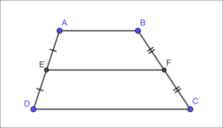 Đường tầm của hình thang cũng cần thiết ko xoàng xĩnh lối tầm của tam giác