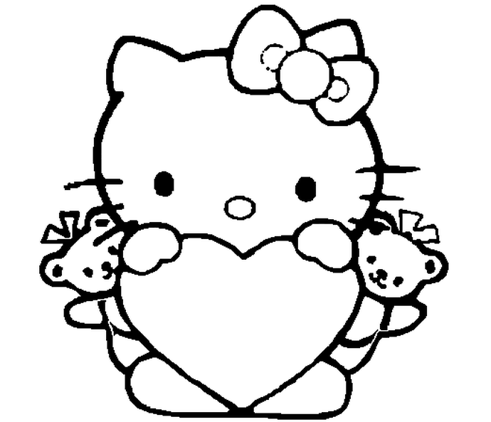 Bé tập tô màu Hello Kitty
