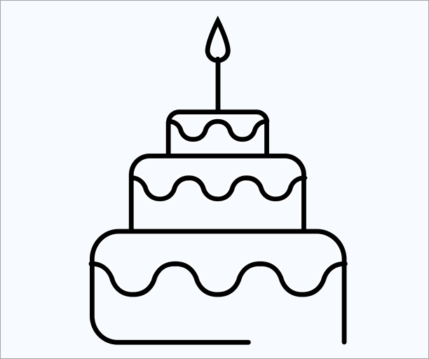 Hình bánh sinh nhật đơn giản cho bé tô màu