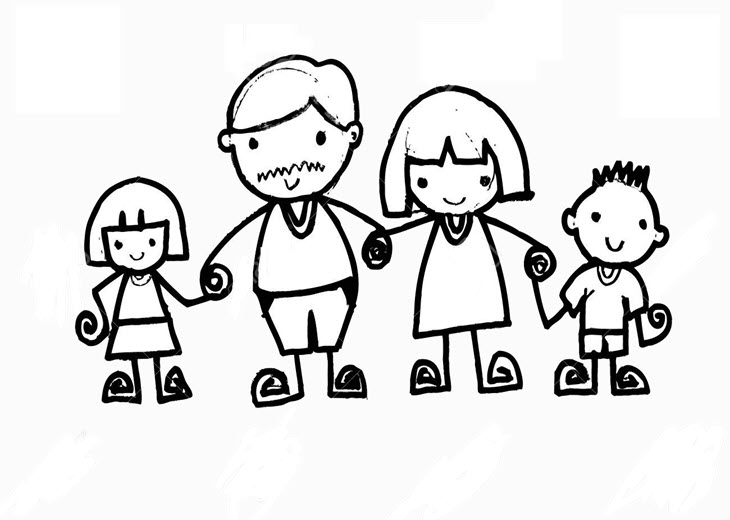 Tập tô màu hình gia đình hạnh phúc