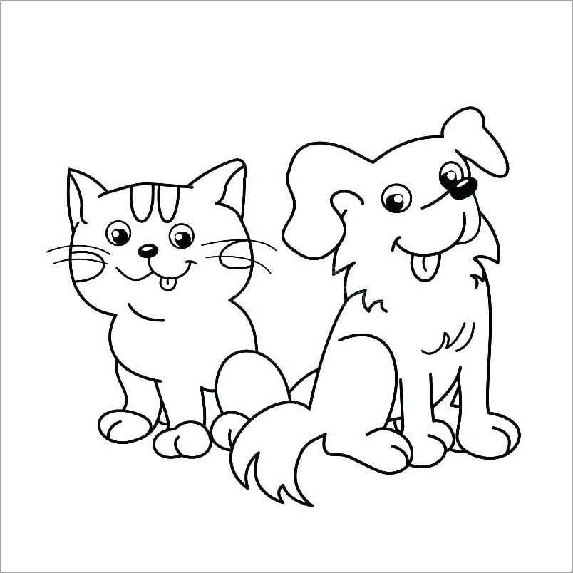 Tranh tô màu chó và mèo