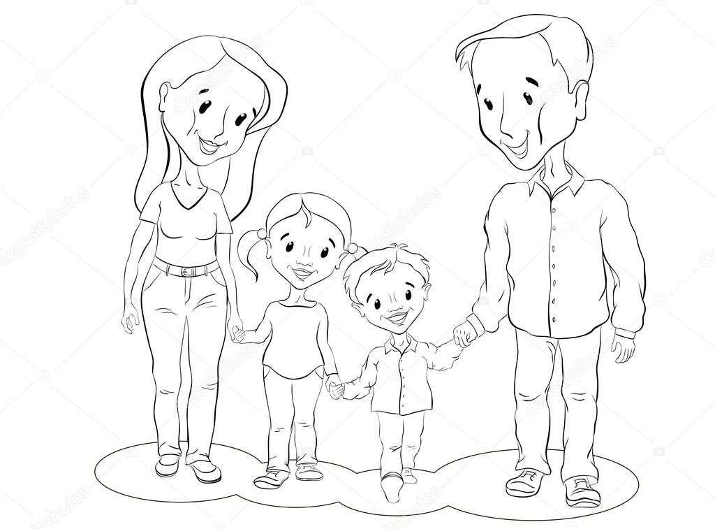 Tranh tô màu hình gia đình