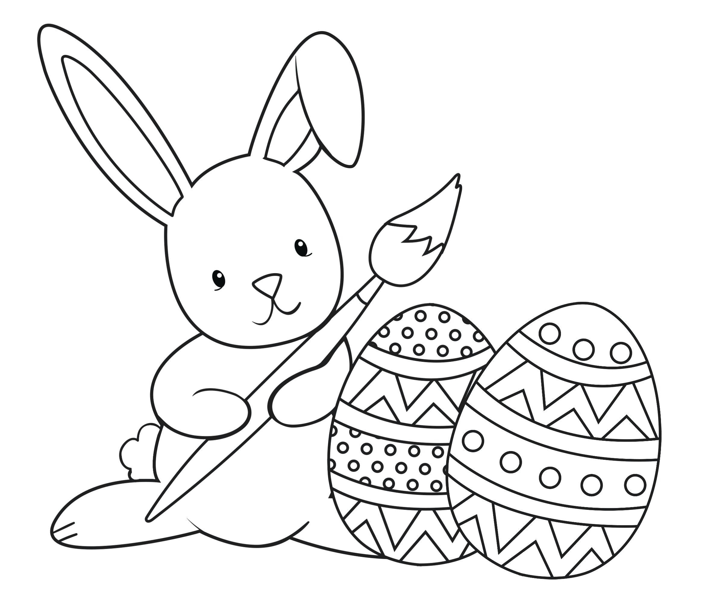Tranh tô màu thỏ vẽ trứng phục sinh